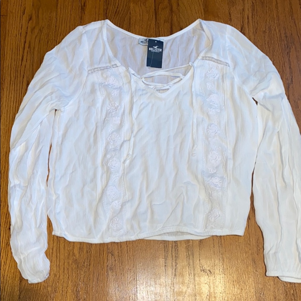 White with Flowers Long Sleeve